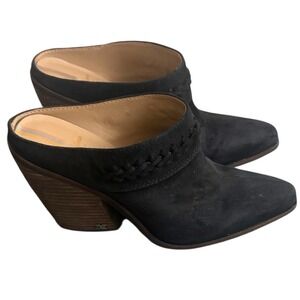 Sam Edelman Alison Black Suede Slip On 3.5" Heeled Mules Bootie Women's Size 7